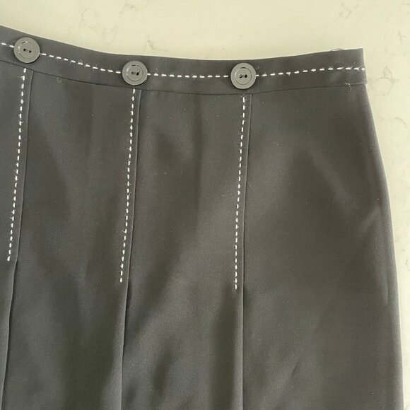Joseph Ribkoff 3 Button Lined Poly Panel Skirt w Pick Stitching Black White Sz 8 - Picture 3 of 9